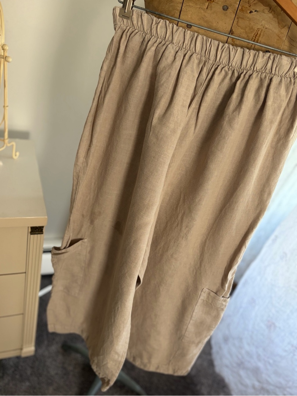 Bryn Walker Casbah Wide Leg Utility Pant 100% Linen Natural Color